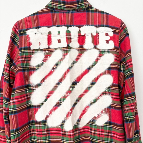 Off white spray paint flannel shirt in red - Picture 10 of 10